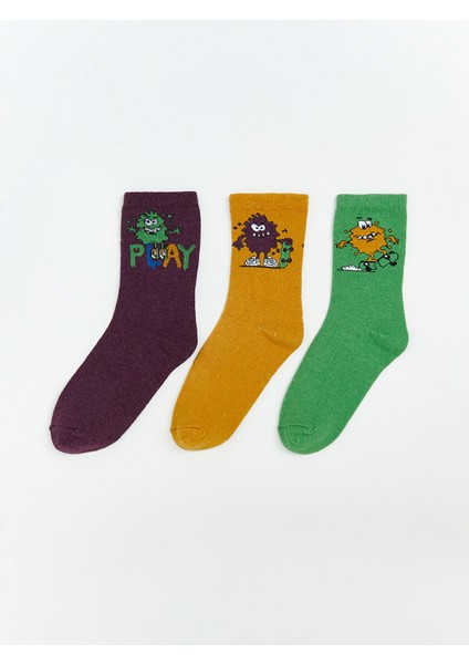 Yeni Sezon Desenli Erkek Çocuk Soket Çorap 3'lü