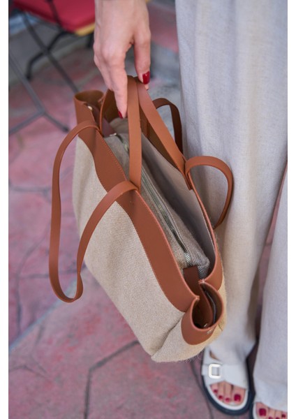 Taba Hasır Kadın Kontrast Tote Çanta fiyatları