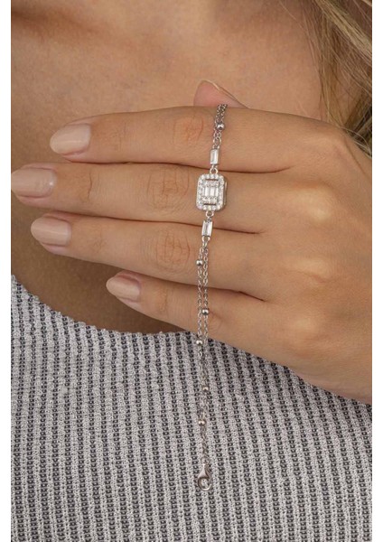 Top Zincirli Baget Taşlı Kadın Gümüş Bileklik fiyatları