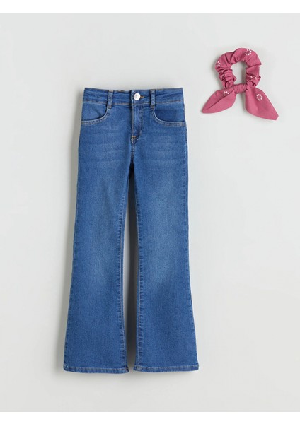Lcw Kids Indigo Flare Fit Kız Çocuk Jean Pantolon ve Toka 2'li fiyatları