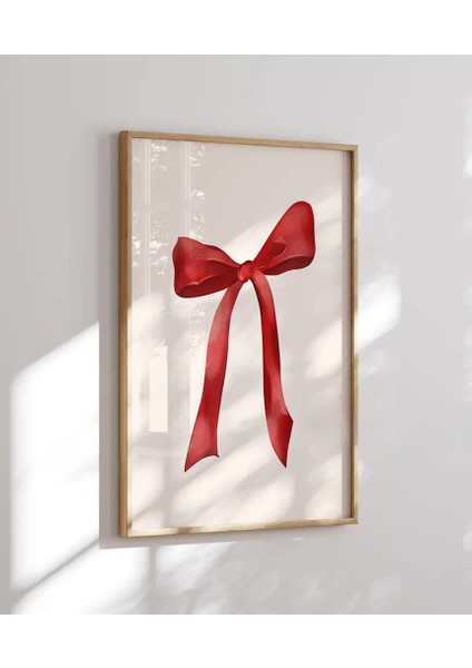 (Çerçevesiz) Kırmızı Fiyonk Tasarımlı Minimalist Poster, Çerçevesiz Duvar Tablosu ,modern Dekoratif Baskı indirimleri