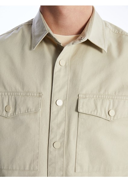 Yeni Sezon Rahat Kalıp Uzun Kollu Gabardin Erkek Gömlek Ceket fırsatları