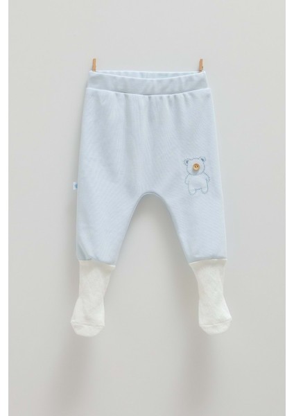 Cute Bear Çoraplı Bebek Pantolon - Caramell - APE1464 - Mavi - 1 - 3 Ay - APE1464-MAVI-1 - 3 Ay Mavi
