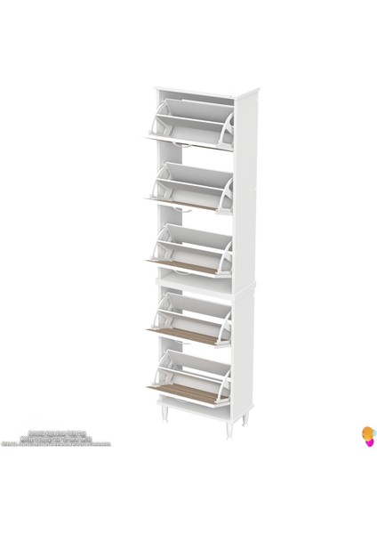 Uygar 2 Li Cordoba Renk Kapı Önü Ayakkabılık 5 Düşer Kapak 10 Göz Bölme Ayakkabılık 52X205X 26 cm