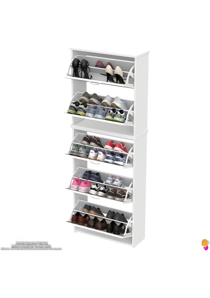Ikra Cordoba Renk Asma Ayakkabılık Kapı Önü 72 cm 5 Düşer Kapak 10 Bölmeli Ayakkabılık 72X194X26 cm indirimleri