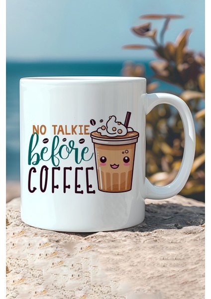 No Talkie Before Coffee Baskılı Hediyelik Kupa Bardak