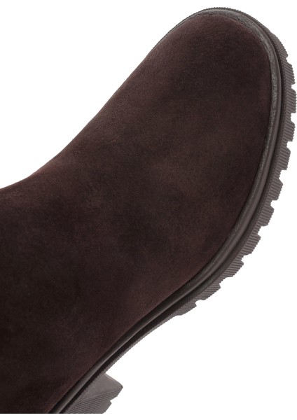 Kadın Kahverengi Fermuarlı Kalın Topuklu Süet Deri Çizme 25WFD201410