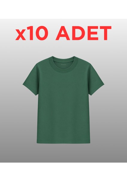 10’lu Regular Fit Basic Tişört Seti - %100 Pamuk - Yeşil, Siyah, Beyaz, Kiremit fiyatları