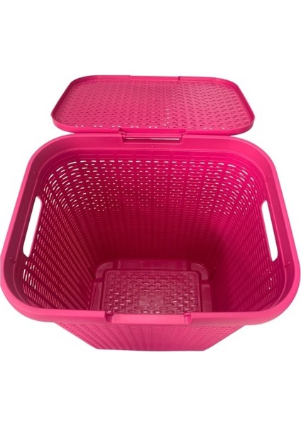 2'li Set Hasır Desenli Plastik Fusya Çamaşır Sepeti & Fusya Çamaşır Selesi fırsatları