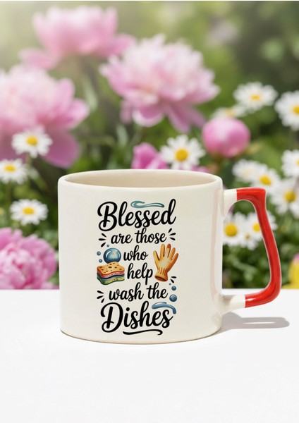 Blessed Are Those Who Baskılı Kırmızı D Kulplu Kupa Bardak