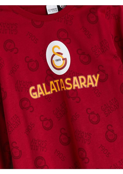 Yeni Sezon Bisiklet Yaka Galatasaray Baskılı Erkek Çocuk Pijama Takımı modelleri