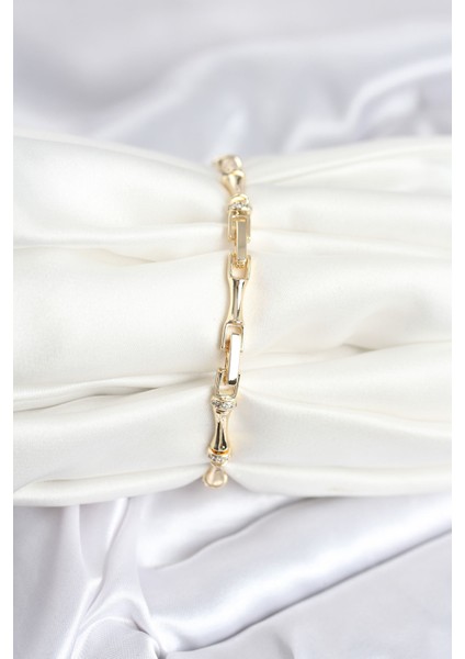 Pirinç Gold Renk Kemik Model Zirkon Taşlı Kadın Bileklik fiyatları