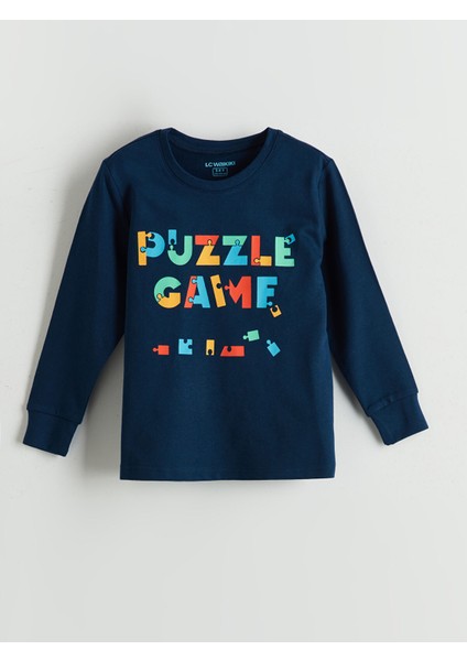 Yeni Sezon Bisiklet Yaka Erkek Çocuk Pijama Üst