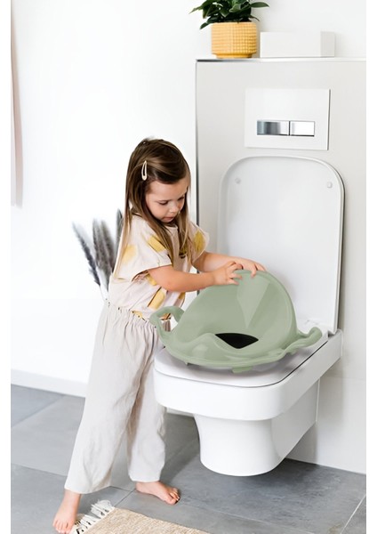 Yeşil Çocuk Oturağı ve Klozet Kapağı Adaptörü, Unisex Tuvalet Eğitimi Seti modelleri