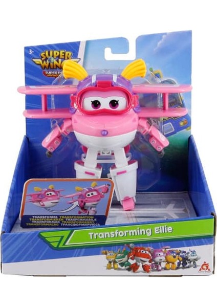 Harika Kanatlar Dönüşen Ellie 12 cm | Orijinal Super Wings Transforming Figür | Uçaktan Robota Dönüşen Oyuncak modelleri