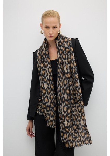 Leopar Desenli Şal Standart Renk K2684105_089