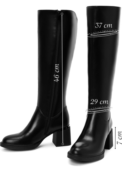 Kadın Siyah Fermuarlı Kalın Topuklu Çizme 25WFE401318 fiyatları