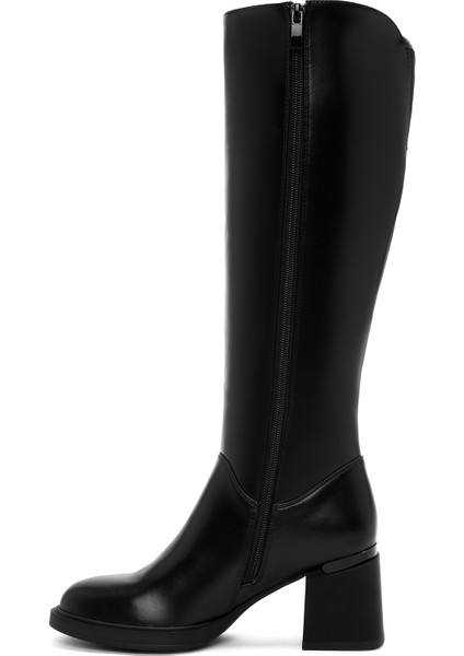 Kadın Siyah Fermuarlı Kalın Topuklu Çizme 25WFE401318 fırsatları