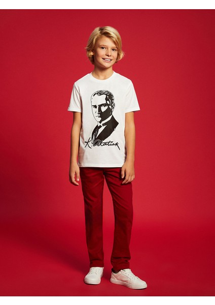 Yeni Sezon Bisiklet Yaka Atatürk Baskılı Erkek Çocuk Tişört fiyatları