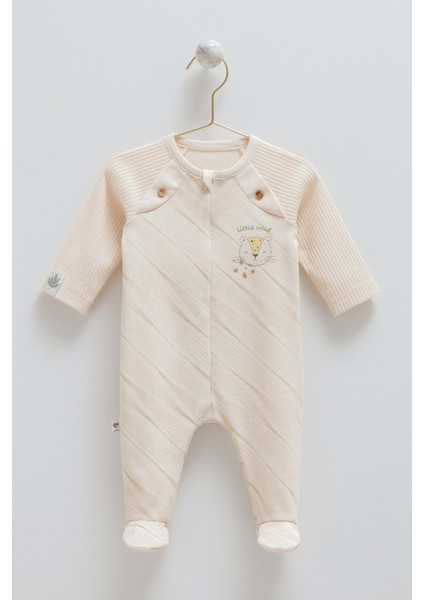 Good Baby Önden Fermuarlı Tulum - Caramell - TE1833 - Bej - 1 - 3 Ay - TE1833-BEJ-1 - 3 Ay Bej