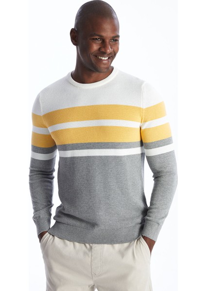 Yeni Sezon Bisiklet Yaka Uzun Kollu Çizgili Erkek Triko Kazak