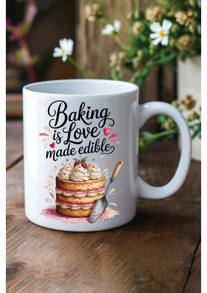 Baking Love Baskılı Hediyelik Kupa Bardak