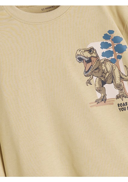 Yeni Sezon Bisiklet Yaka Dinozor Baskılı Erkek Çocuk Tişört fiyatları