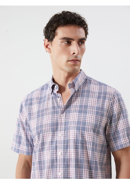 Yeni Sezon Regular Fit Kısa Kollu Ekose Poplin Erkek Gömlek