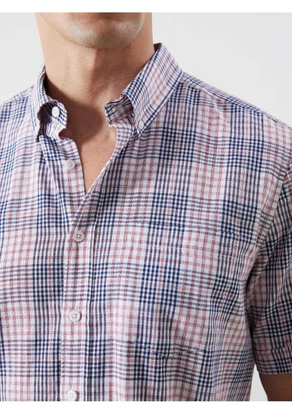 Yeni Sezon Regular Fit Kısa Kollu Ekose Poplin Erkek Gömlek fırsatları