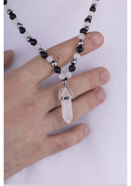 Oniks ve Tibet Akik Taşları Doğal Taş Erkek Kolye