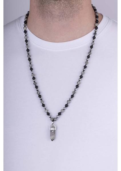 Oniks ve Jasper Taşı Doğal Taş Erkek Kolye modelleri