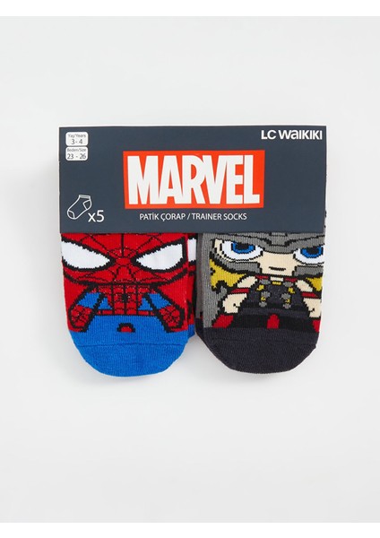 Yeni Sezon Spider-Man Desenli Erkek Çocuk Patik Çorap 5'li modelleri