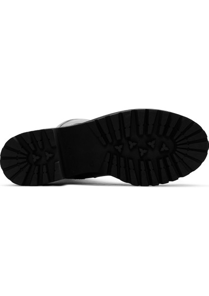 Kadın Siyah Fermuarlı Kalın Topuklu Deri Çizme 25WFD510618