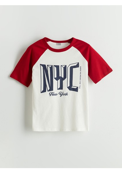 Yeni Sezon Bisiklet Yaka New York Baskılı Erkek Çocuk Tişört