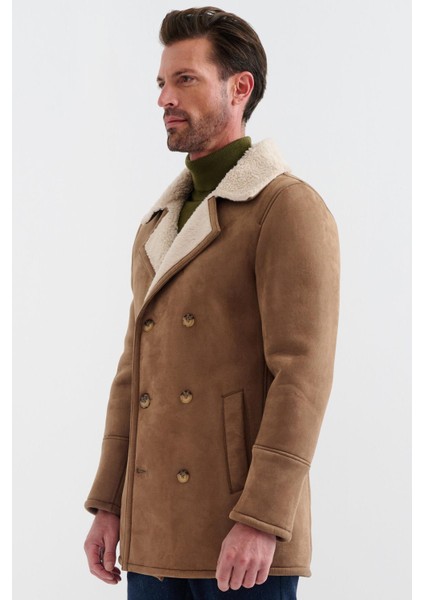 Nolan Regular Fit Içi Kürklü Düğmeli Katli Yaka Yandan Cepli Klasik Kahverengi Süet Mont fiyatları