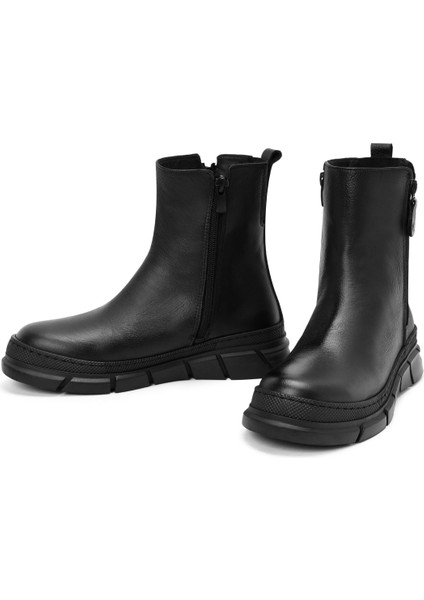 Kadın Siyah Fermuarlı Deri Comfort Bot 25WFD360418 modelleri