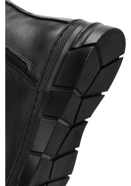 Kadın Siyah Fermuarlı Deri Comfort Bot 25WFD360418