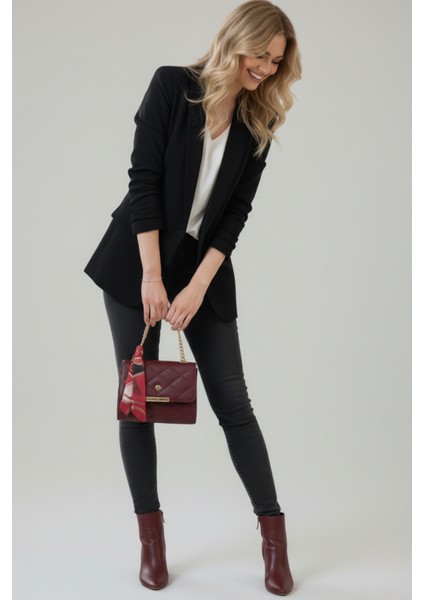 Kadın Kapitone Fularlı Zincir Askılı El ve Omuz Çantası Minimal fiyatları