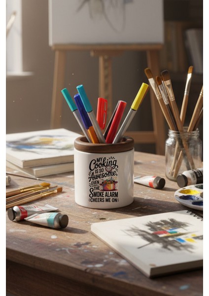 My Cooking Is So Awesome Baskılı Seramik Kalemlik Masaüstü Düzenleyici