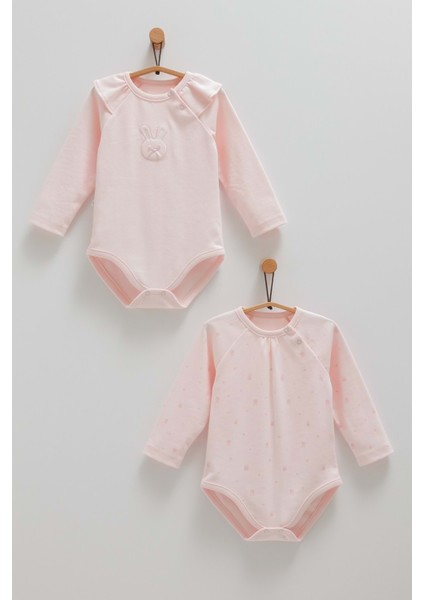 Cute Rabbıt Omuz Detaylı Ikili Çıtçıtlı Body - Caramell - BK1483 - Pembe - 9 - 12 Ay - BK1483-PEMBE-9 - 12 Ay Pembe