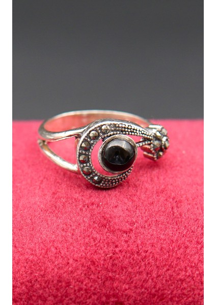 925 Ayar Kadın Gümüş Oltu Taşı Yüzük SY00071 fiyatları