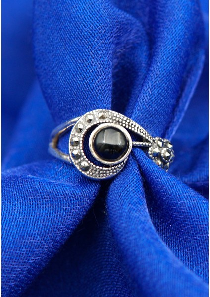 925 Ayar Kadın Gümüş Oltu Taşı Yüzük SY00071 modelleri