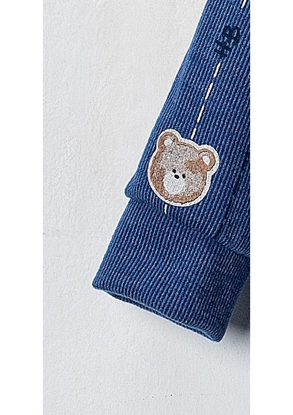 Baby Erkek Bebek 3'lü Selanik Kumaş Hırkalı Takım Ayıcık Hb Baskılı Sweatshirt Beli Lastikli Alt fırsatları