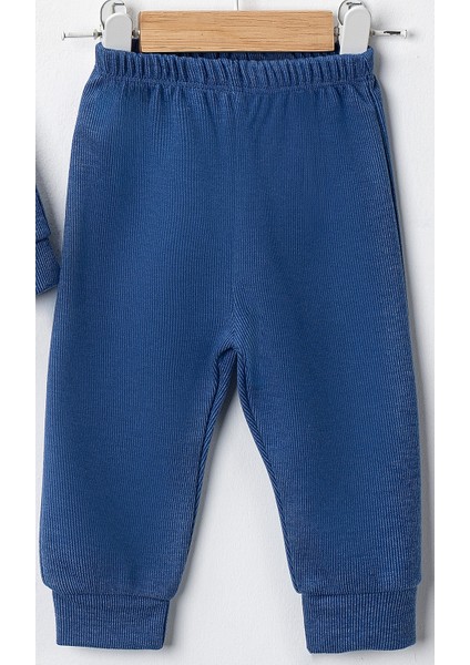 Baby Erkek Bebek 3'lü Selanik Kumaş Hırkalı Takım Ayıcık Hb Baskılı Sweatshirt Beli Lastikli Alt indirimleri