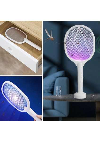 Şarjlı Sinek Öldürücü Masaüstü Standlı,mor Işık Sinek Kovucu Raket 5W (4887) fiyatları