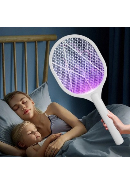 Şarjlı Sinek Öldürücü Masaüstü Standlı,mor Işık Sinek Kovucu Raket 5W (4887) fırsatları