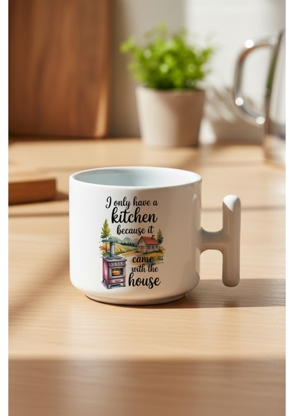I Only Love Kitchen Baskılı Hediyelik T Kulplu Latte Fincanı Kupa Bardak