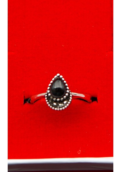 925 Ayar Kadın Gümüş Oltu Taşı Yüzük SY00073