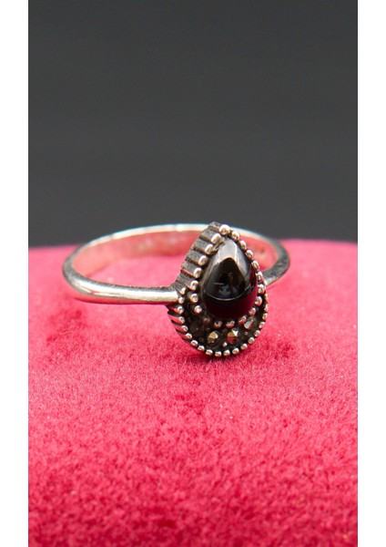 925 Ayar Kadın Gümüş Oltu Taşı Yüzük SY00073 fiyatları