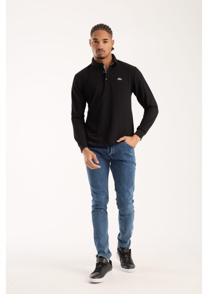 Polo Uzun Kol Siyah Regular Fit